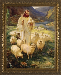 Good Shepherd by Warner Sallman - Gold Framed Art