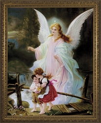 Guardian Angel on the Perilous Bridge (Gold Frame) - 4 Framed Options