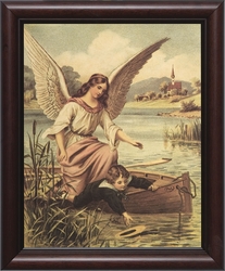 Guardian Angel with Boy in Boat - Framed Christian Art