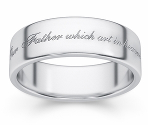 Hallowed Be Thy Name Bible Verse Wedding Band - Sterling Silver