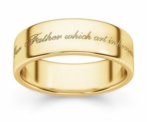 Hallowed Be Thy Name Bible Verse Wedding Ring - Yellow Gold
