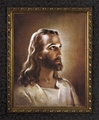 Head of Christ by Warner Sallman - Ornate Dark Framed Art - 3 Sizes Available