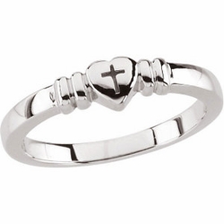 Heart Cross Sterling Silver Ring