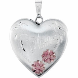 Heart Mom Locket with Flowers - Gift for Mother