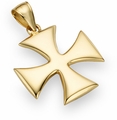 HOLY WARRIOR CROSS PENDANT, 14K YELLOW OR WHITE GOLD