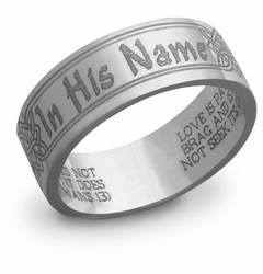 In His Name Bible Verse Ring - 14k White Gold