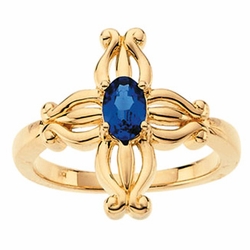 Insignia Sapphire Cross Ring in 14K Gold