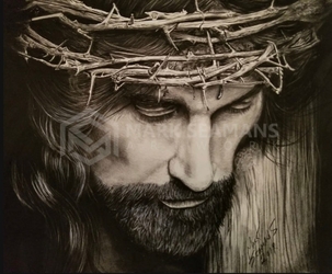 Jesus Christ Charcoal Portrait by Mark Seamans