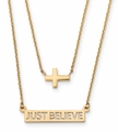 Just Believe Double Strand Necklace - 14k Gold