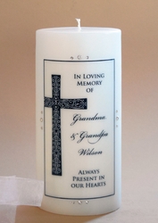 LARGE DESIGNER CROSS CHRISTIAN MEMORIAL CANDLE
