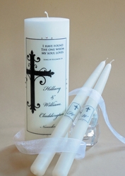 Large Ornate Cross Christian Wedding Unity Candle