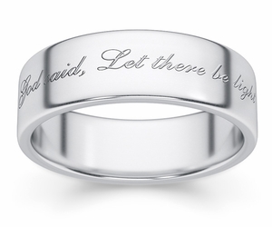 Let There Be Light Genesis 1:3 Bible Verse Wedding Band Ring in White Gold