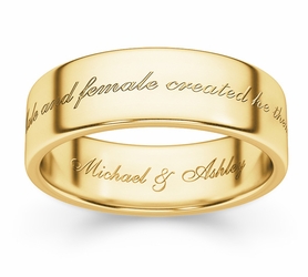 Male And Female Created He Them Bible Verse Wedding Ring - 14k Yellow Gold