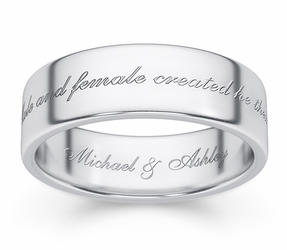 Male And Female Created He Them Bible Verse Wedding Ring - Sterling Silver