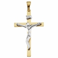 MODERN DESIGN CRUCIFIX PENDANT IN 14K TWO-TONE GOLD - 1 1/8" x 3/4"