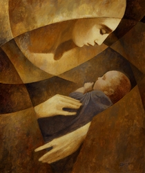 Mother and Child (Yellow) by J.Kirk Richards - 4 Unframed Options