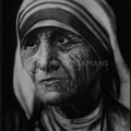 Mother Teresa Charcoal Portrait by Mark Seamans