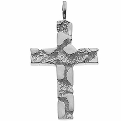 Nugget Cross Pendant 14K White Gold