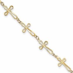 OPEN-CROSS CHRISTIAN BRACELET IN 14K GOLD
