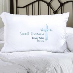 Personalized Blue Message of Faith Pillow Case