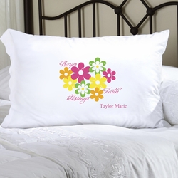 Personalized Flowers and Faith Pillow Case