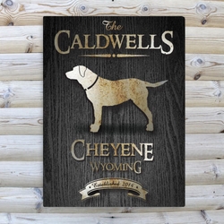 Personalized Labrador Black Wood-Grain Cabin Canvas 