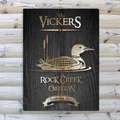 Personalized Loon Black Wood-Grain Cabin Canvas 
