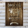 Personalized Moose Rustic Wood Cabin Canvas 