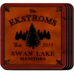 Personalized Spruce Coaster Set