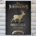 Personalized Stag Black Wood-Grain Cabin Canvas 