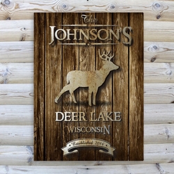 Personalized Stag Rustic Wood Cabin Canvas 