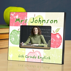 Personalized Teacher Picture Frame - Patchwork Apples