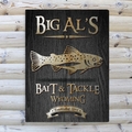 Personalized Trout Black Wood-Grain Cabin Canvas 