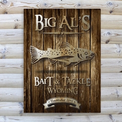 Personalized Trout Rustic Wood Cabin Canvas 