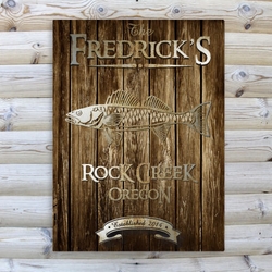 Personalized Walleye Rustic Wood Cabin Canvas 