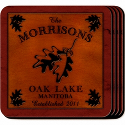 Personalized White Oak Coaster Set