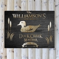 Personalized Wood Duck Black Wood-Grain Cabin Canvas 