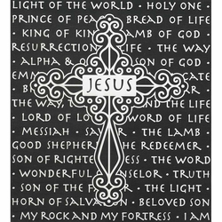 PLAQUE WALL WOOD 22" NAMES OF JESUS