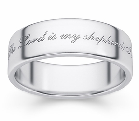 Psalm 23 Bible Verse Wedding Ring - Sterling Silver