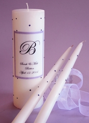 DARK PURPLE SWAROVSKI CRYSTAL WEDDING UNITY CANDLES