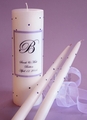 DARK PURPLE SWAROVSKI CRYSTAL WEDDING UNITY CANDLES