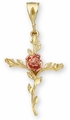 Rose of Sharon Cross Pendant in 14K Gold