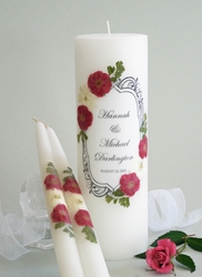 VINTAGE RED ROSE WEDDING UNITY CANDLES