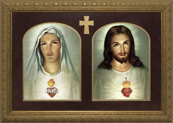 Sacred and Immaculate Hearts (Matted Together) - 2 Framed Options