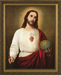 Sacred Heart (Holding the Globe) - Framed Christian Art