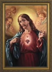 Sacred Heart of Jesus Surrounded by Angels Framed Art