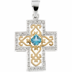 Semi-Set Anniversary Cross Pendant