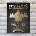 Personalized Spruce Black Wood-Grain Cabin Canvas 
