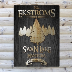 Personalized Spruce Black Wood-Grain Cabin Canvas 