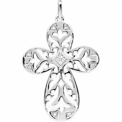 Sterling Silver Diamond Cross Pendant